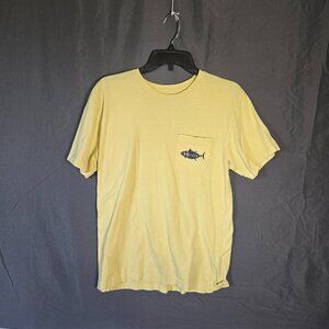 Heybo Yellow Prep Stripe Tuna Adult Medium Short Sleeve T-Shirt-w/ Front Pocket